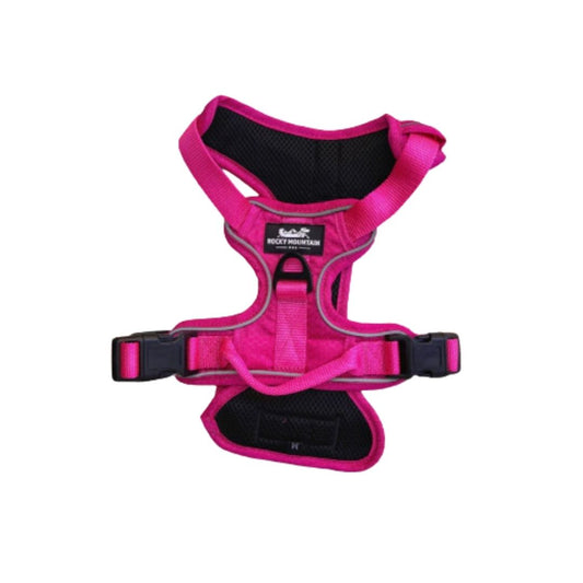 Pink dog harness with black trim