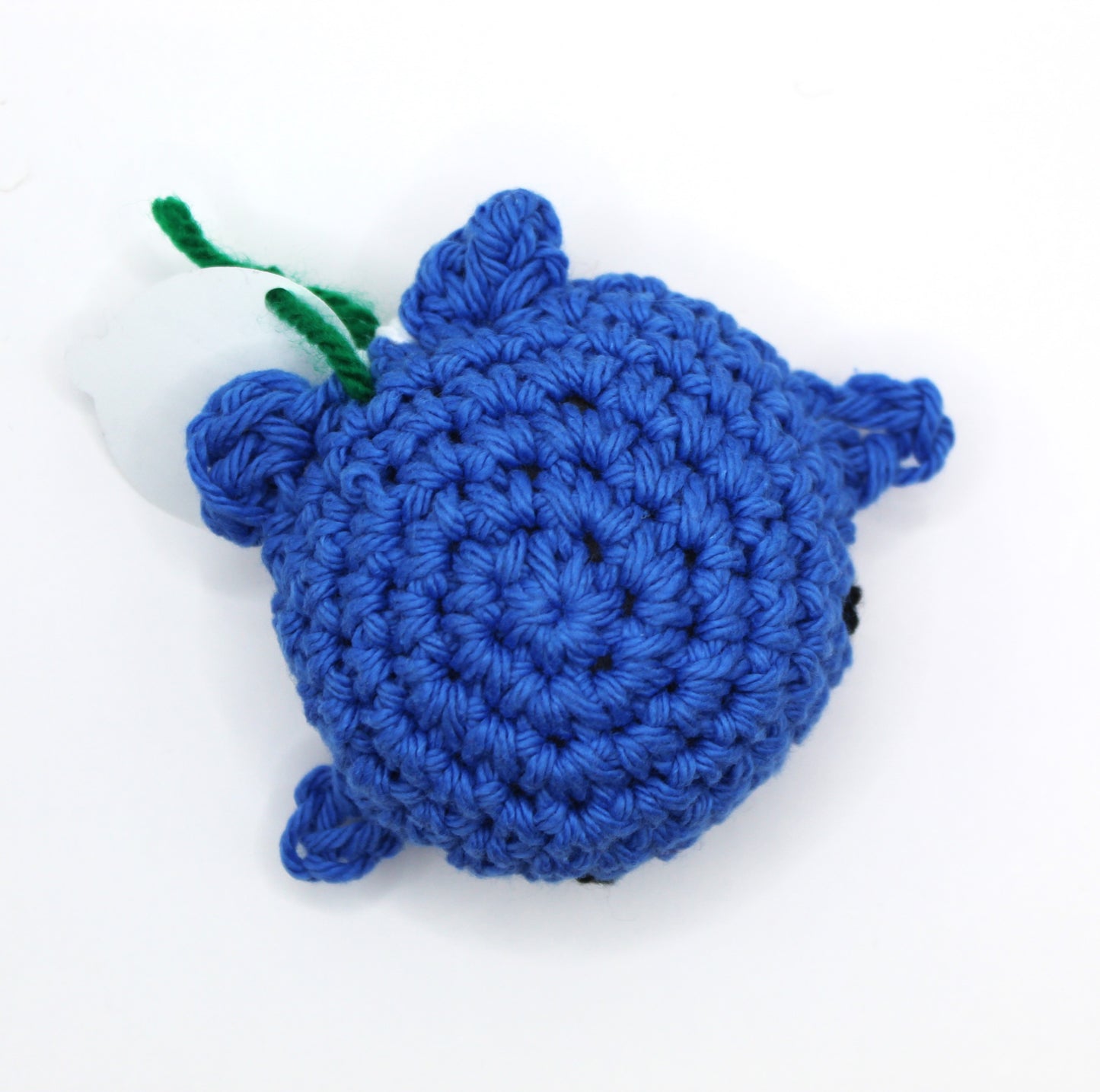 Crocheted blue whale plush cat toy