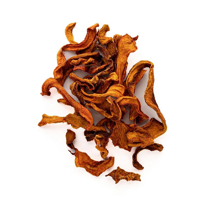 Dried mushrooms on a white background