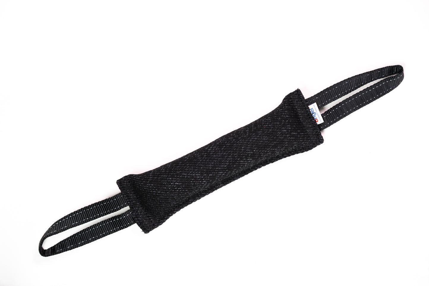 Black padded tug toy with two loops
